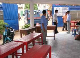 Unloading desks in Phnom Penh