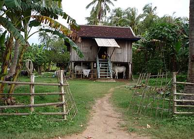 Simple wooden house in Kampong Cham Province