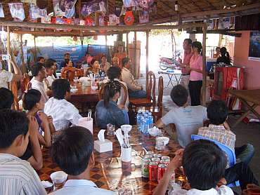 Speaking to the parents in Kampot