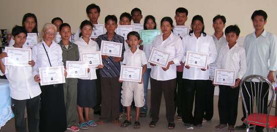 The students with their certificates