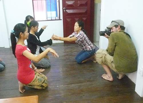 Teaching traditional Khmer dancing