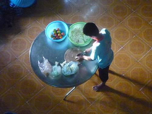 Student preparing supper