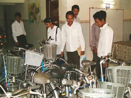 Students admire new bicycles at DDP