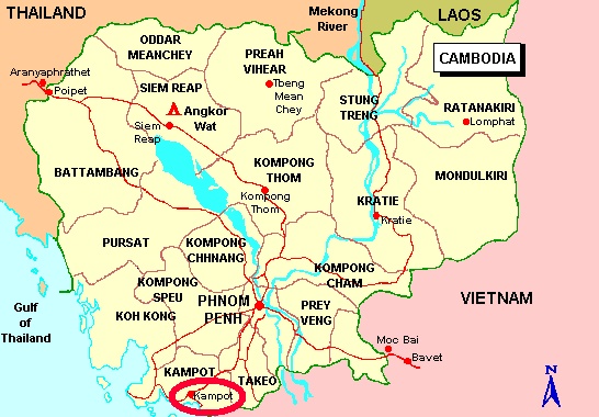 Map showing Kampot