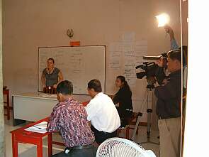 TV crew at work in the classroom