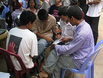 Group working on the quiz